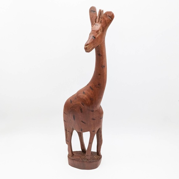 Vintage Hand Carved Wooden Giraffe Figurine Made in Kenya (Repaired) - Picture 8 of 12